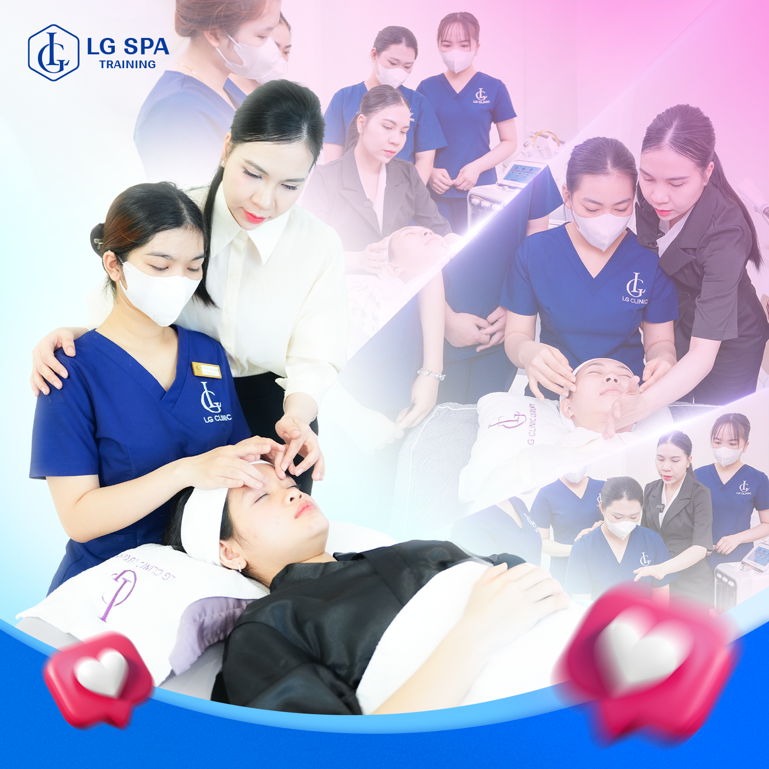 90% thời gian học thực hành tại lg spa training center