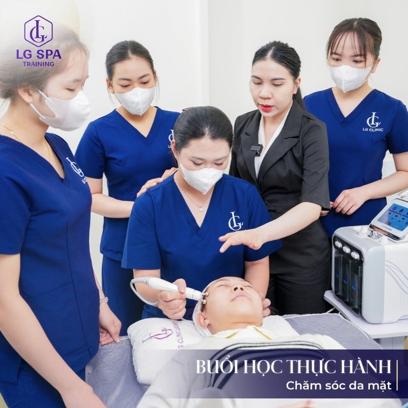 thực hành mẫu thật cho học viên tại lg spa training center